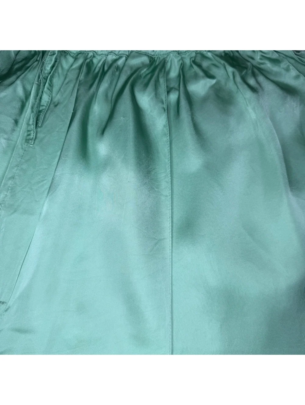Sleeper Wide Leg Green Satin Elastic Waist Pockets Pants Women’s Sz 1 / S